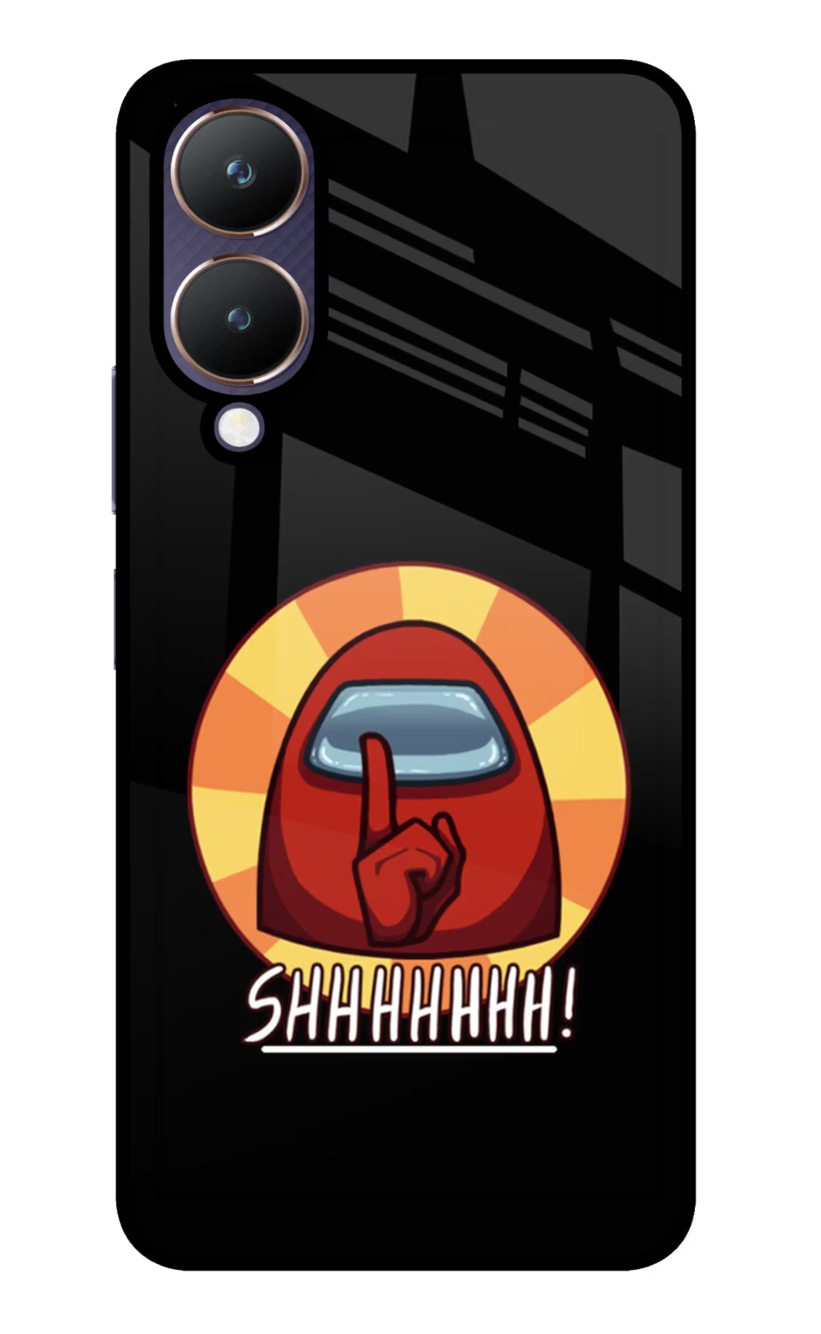 Among Us Shhh! Vivo Y28 5G Glass Case Back Cover by Casekaro
