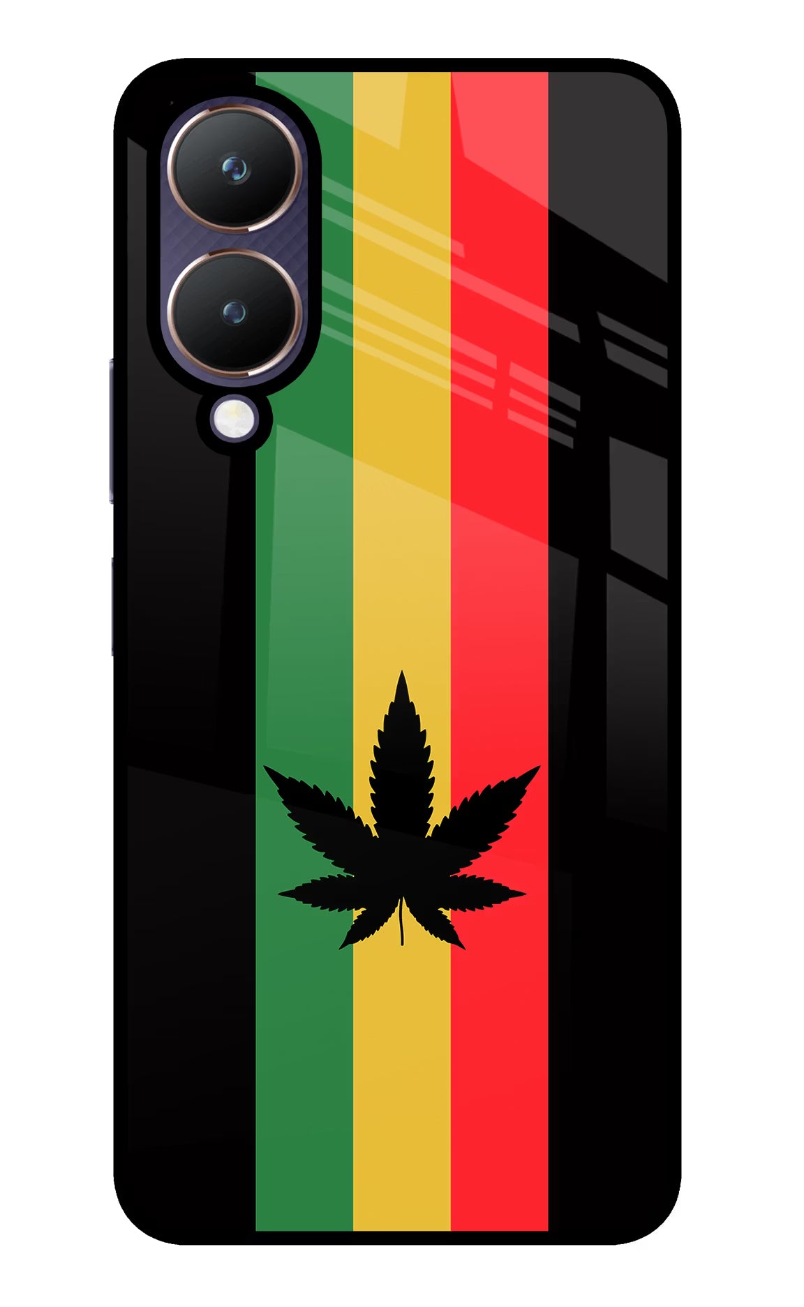 Weed Flag Vivo Y28 5G Glass Case Back Cover by Casekaro