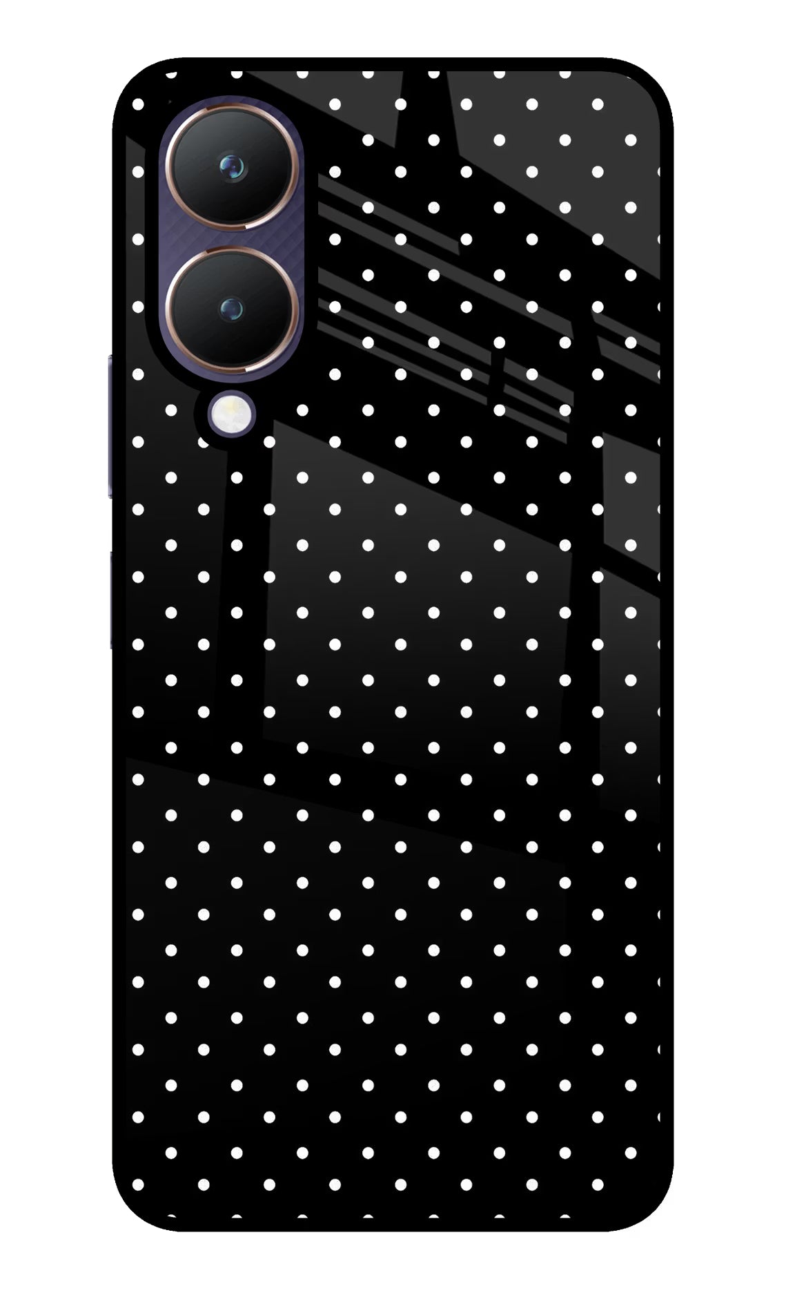 White Dots Vivo Y28 5G Glass Case Back Cover by Casekaro