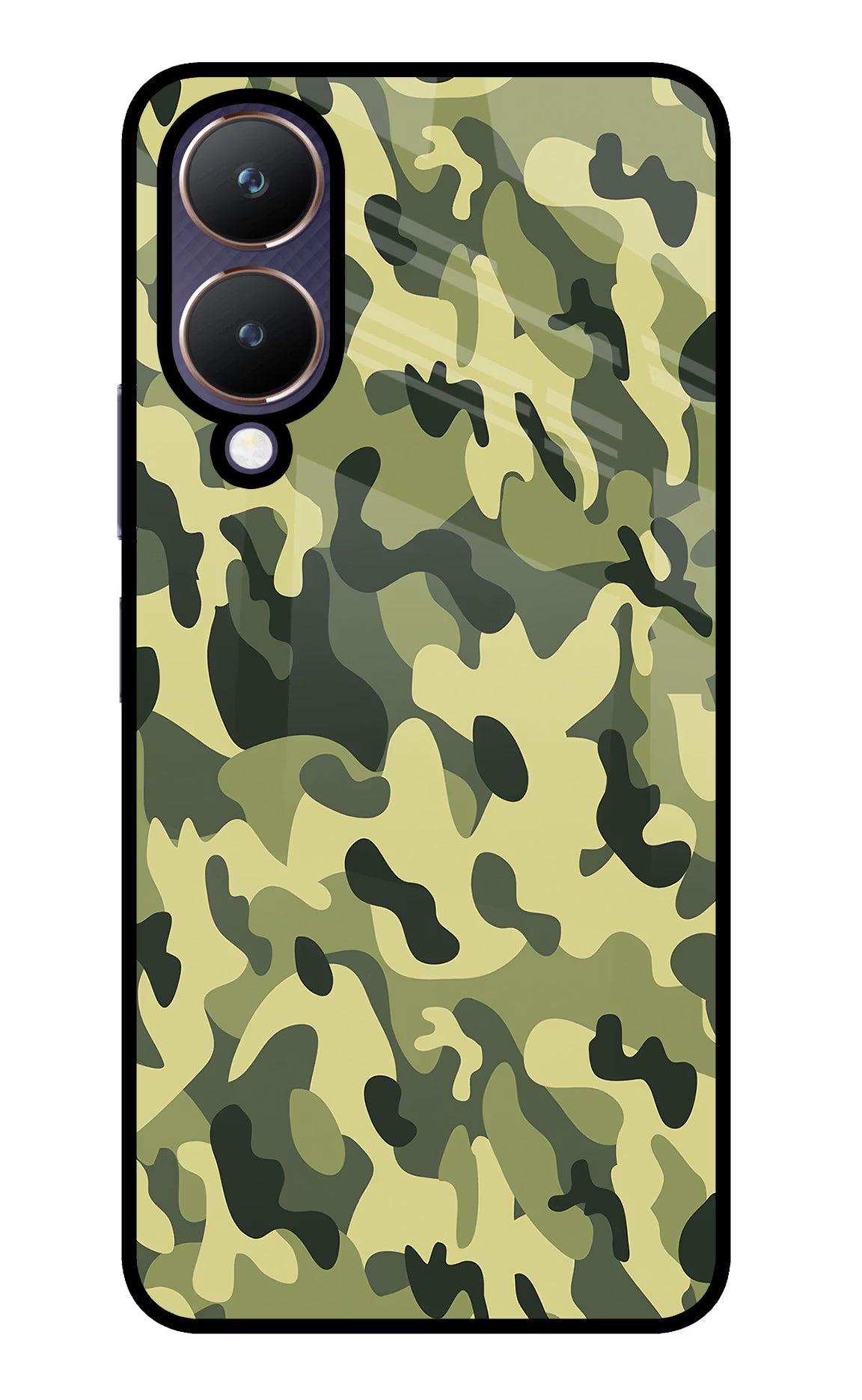 Camouflage Vivo Y28 5G Glass Case Back Cover by Casekaro