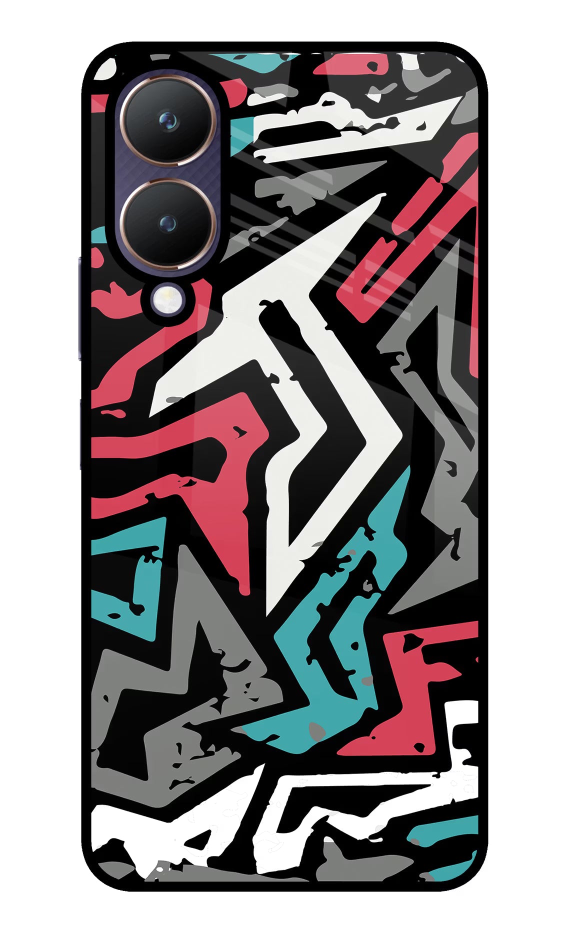 Geometric Graffiti Vivo Y28 5G Glass Case Back Cover by Casekaro