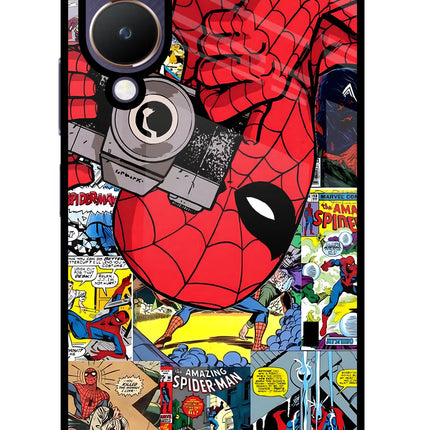 Spider Man Vivo Y28 5G Glass Case Back Cover by Casekaro