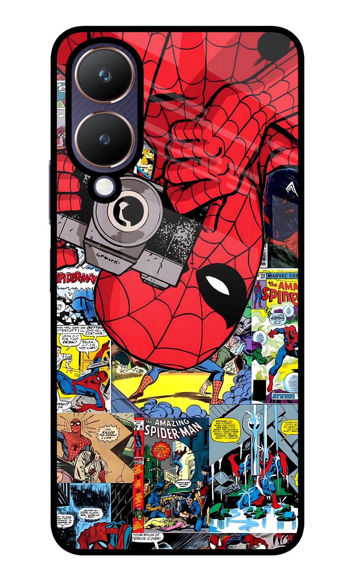 Spider Man Vivo Y28 5G Glass Case Back Cover by Casekaro