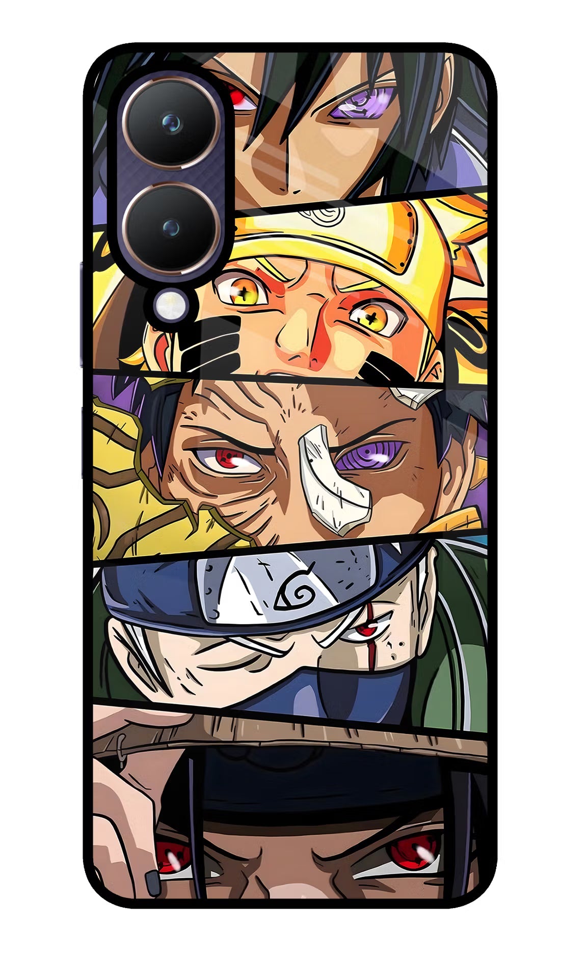 Naruto Character Vivo Y28 5G Glass Case Back Cover by Casekaro