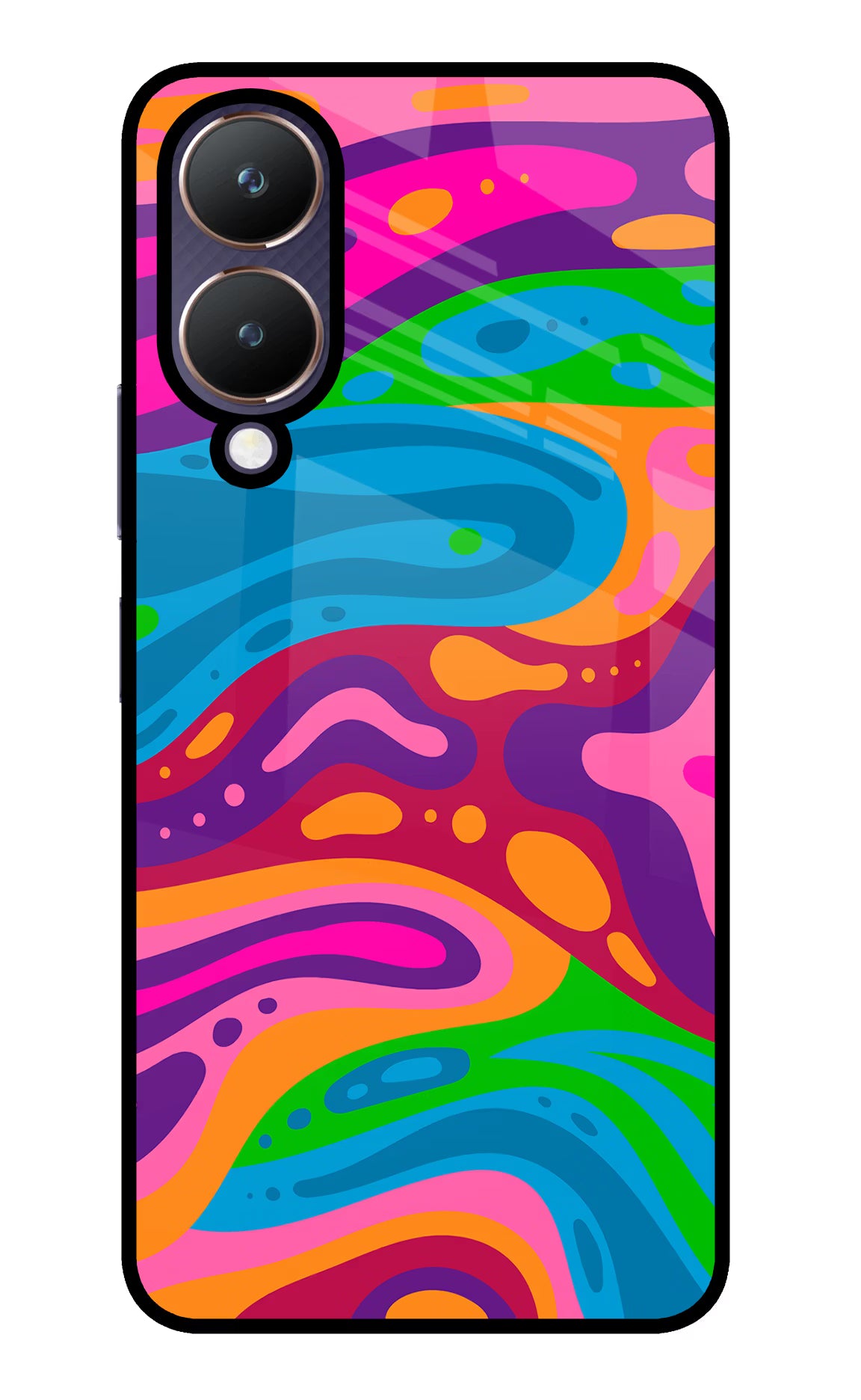 Trippy Pattern Vivo Y28 5G Glass Case Back Cover by Casekaro