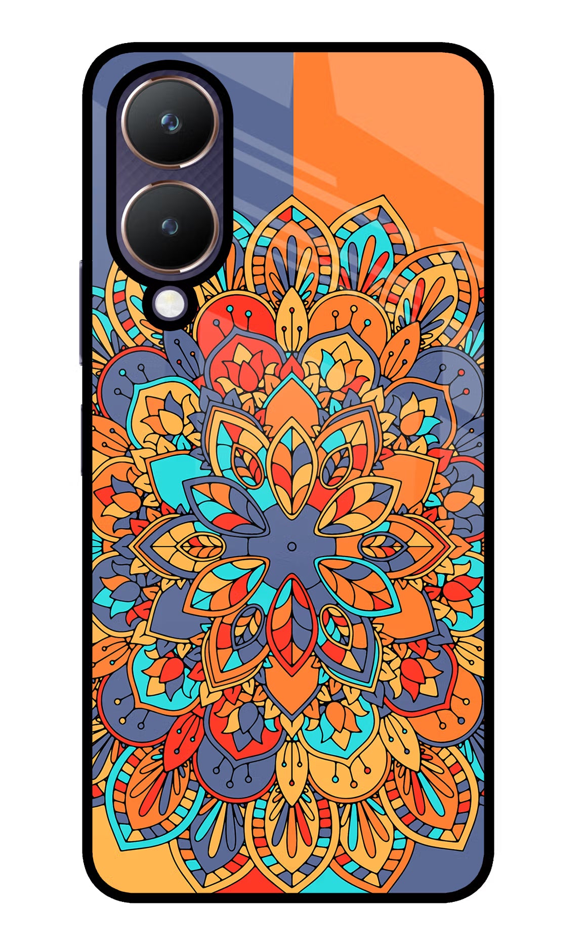 Color Mandala Vivo Y28 5G Glass Case Back Cover by Casekaro