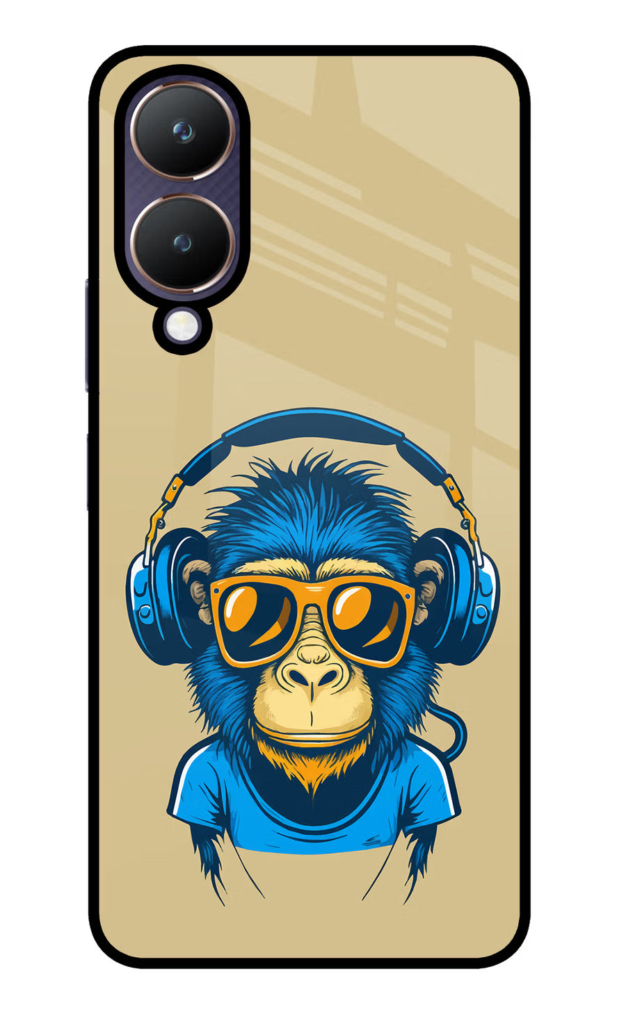 Monkey Headphone Vivo Y28 5G Back Cover, Glass case