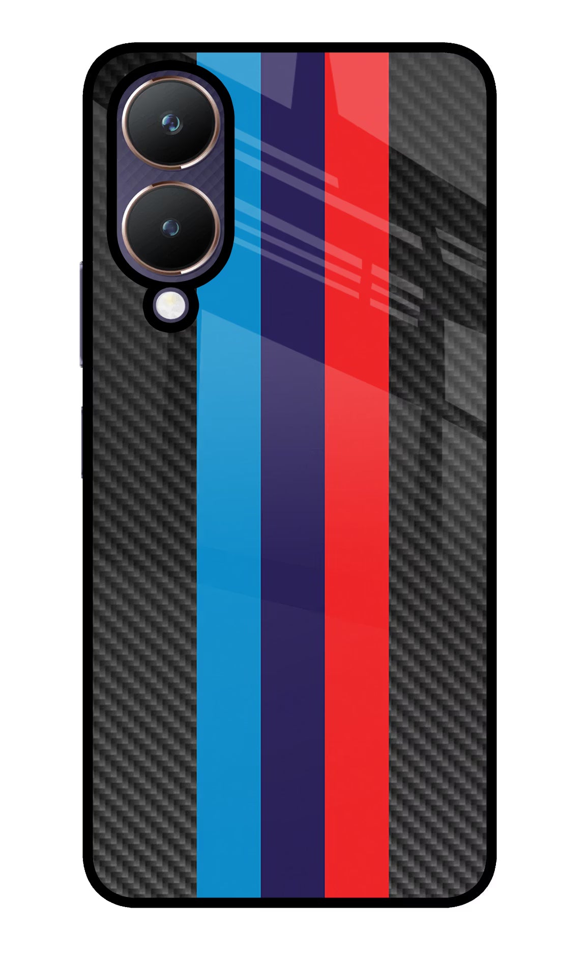 BMW Stripes Pattern Vivo Y28 5G Glass Case Back Cover by Casekaro
