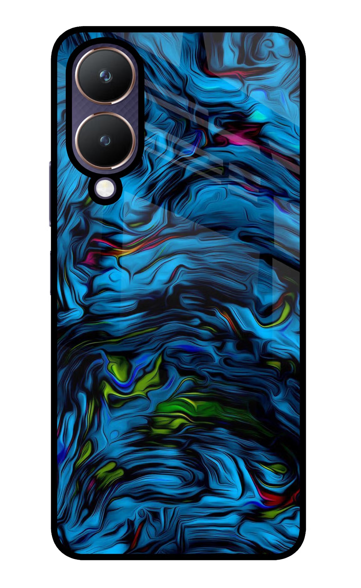 Dark Blue Abstract Vivo Y28 5G Glass Case