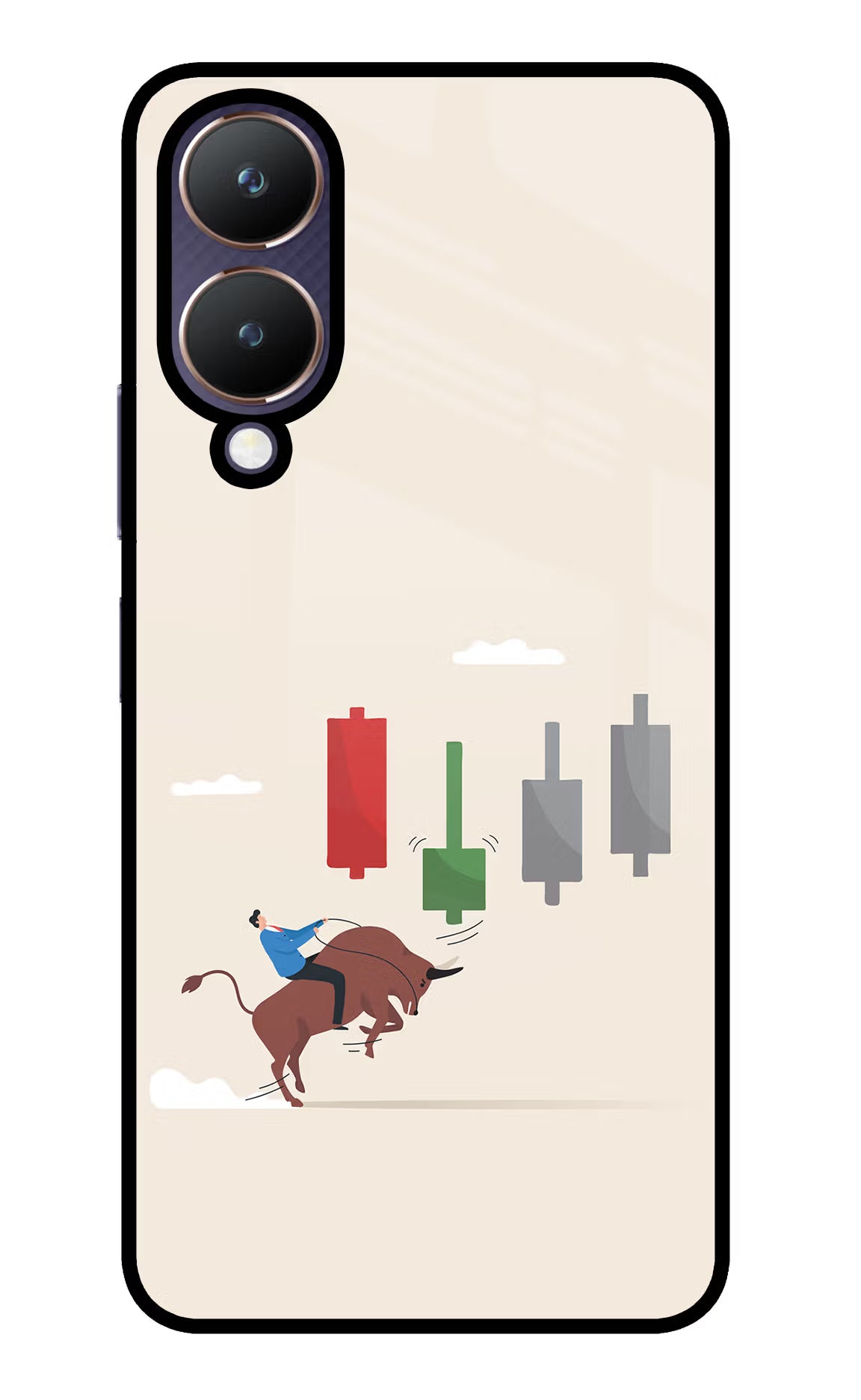 Bull Trading Momentum Vivo Y28 5G Glass Case Back Cover by Casekaro