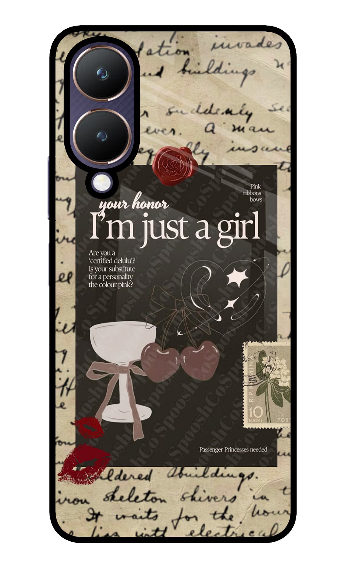 I am just a girl Vivo Y28 5G Glass Case Back Cover by Casekaro
