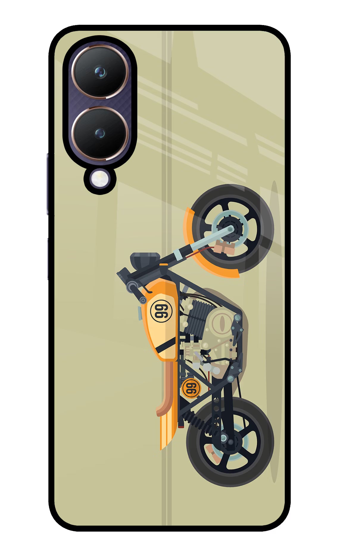 Vertical Speedster Vivo Y28 5G Glass Case Back Cover by Casekaro