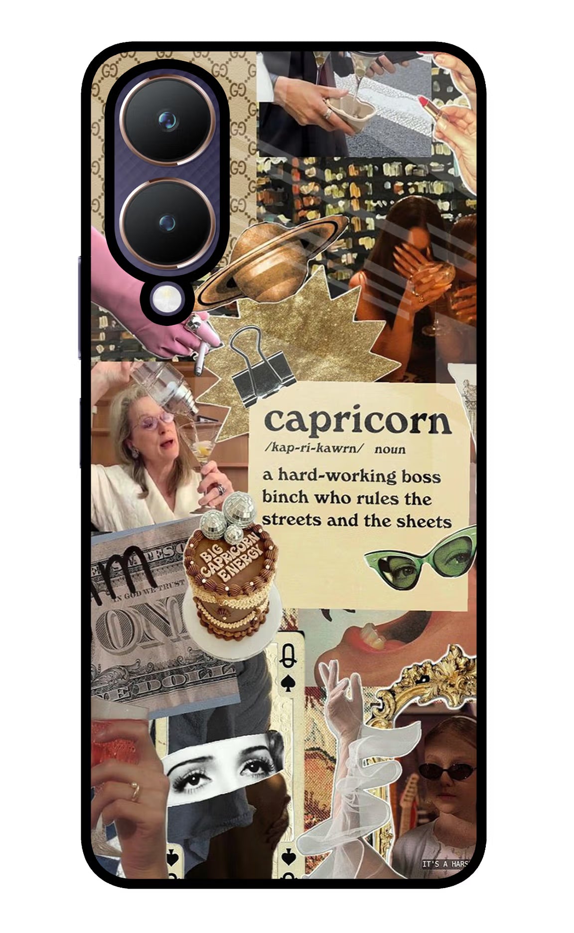 Capricorn Zodiac Vivo Y28 5G Glass Case Back Cover by Casekaro