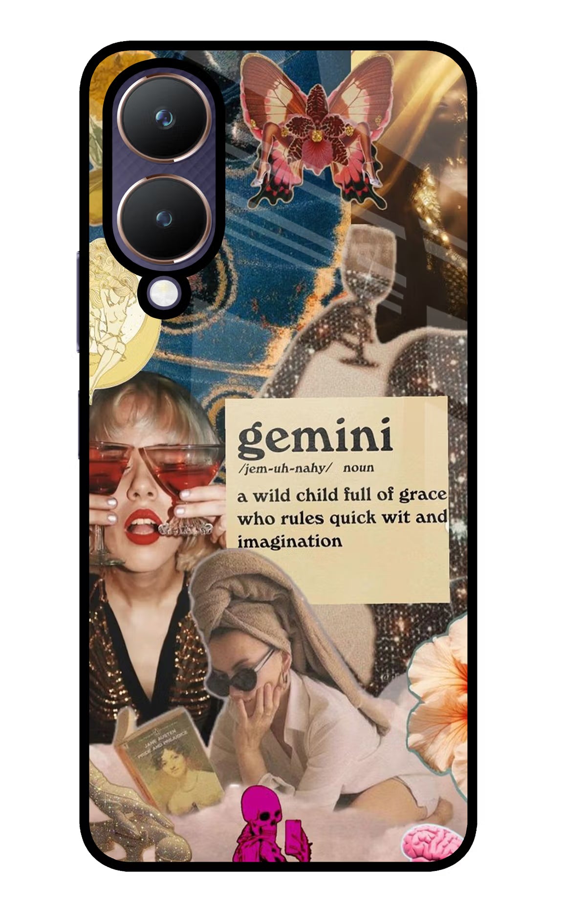 Gemini Zodiac Vivo Y28 5G Glass Case Back Cover by Casekaro