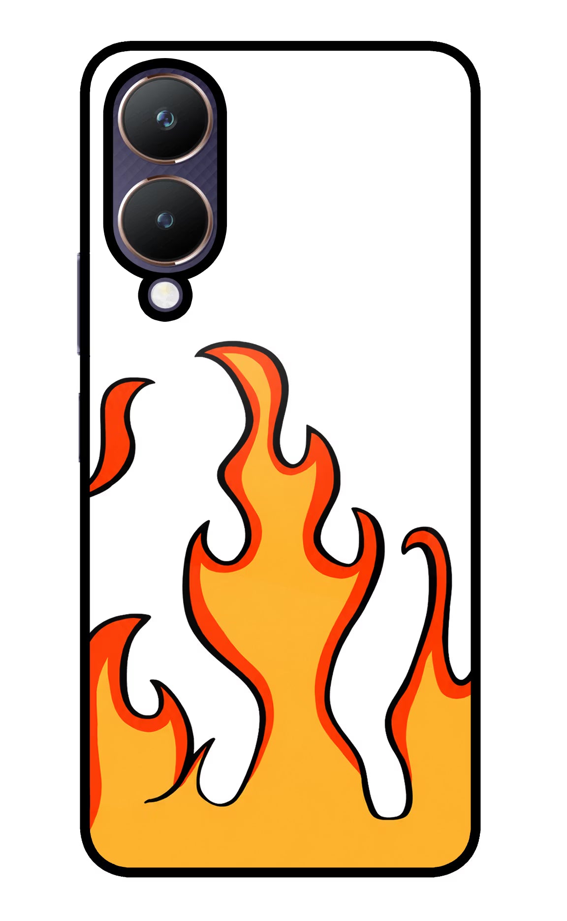 Fired Up – White Vivo Y28 5G Glass Case Back Cover by Casekaro