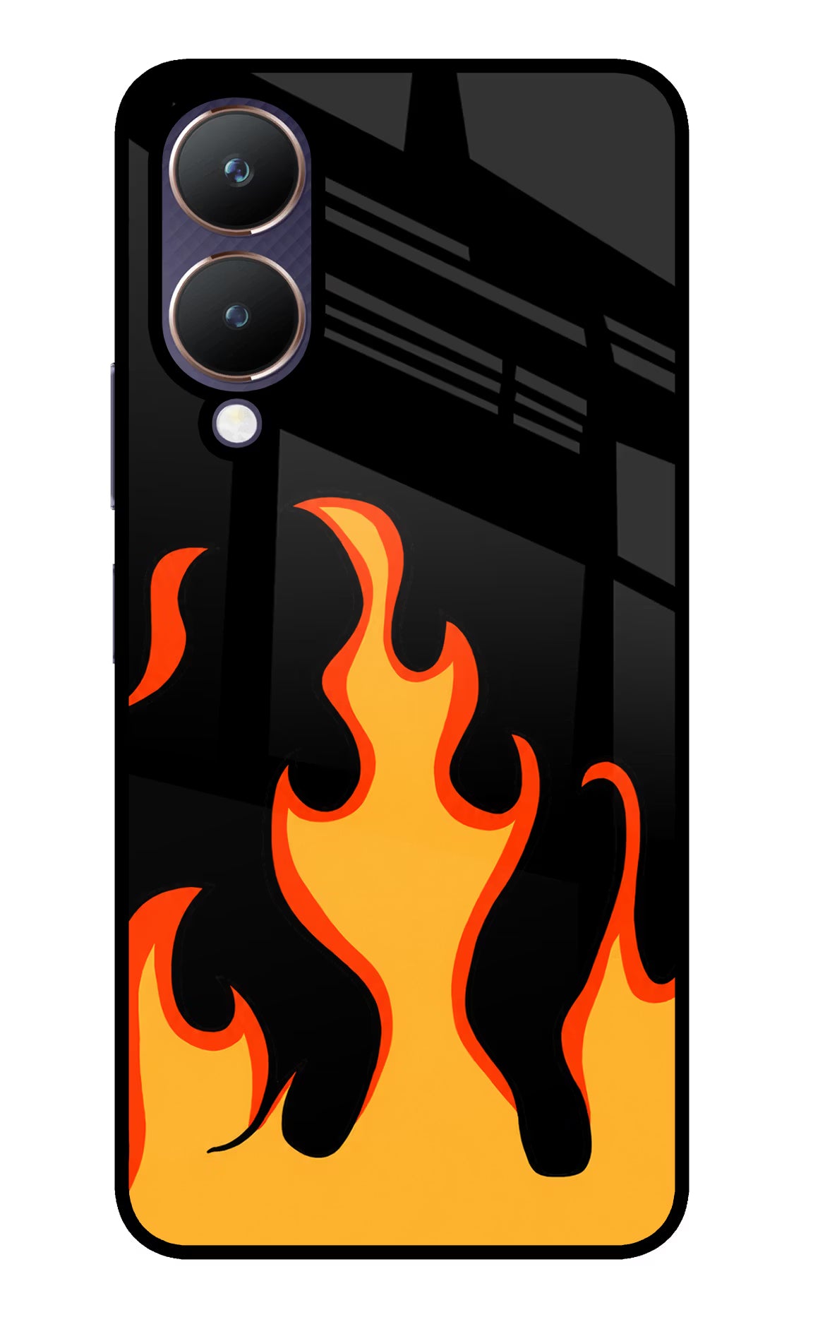 Fired Up – Black Vivo Y28 5G Glass Case Back Cover by Casekaro