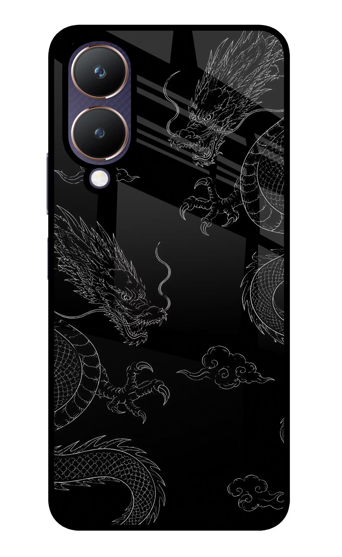 Twin Dragons Vivo Y28 5G Glass Case Back Cover by Casekaro