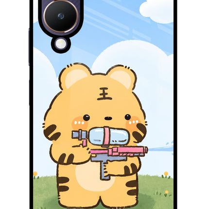 Tiger Treat Vivo Y28 5G Glass Case Back Cover by Casekaro