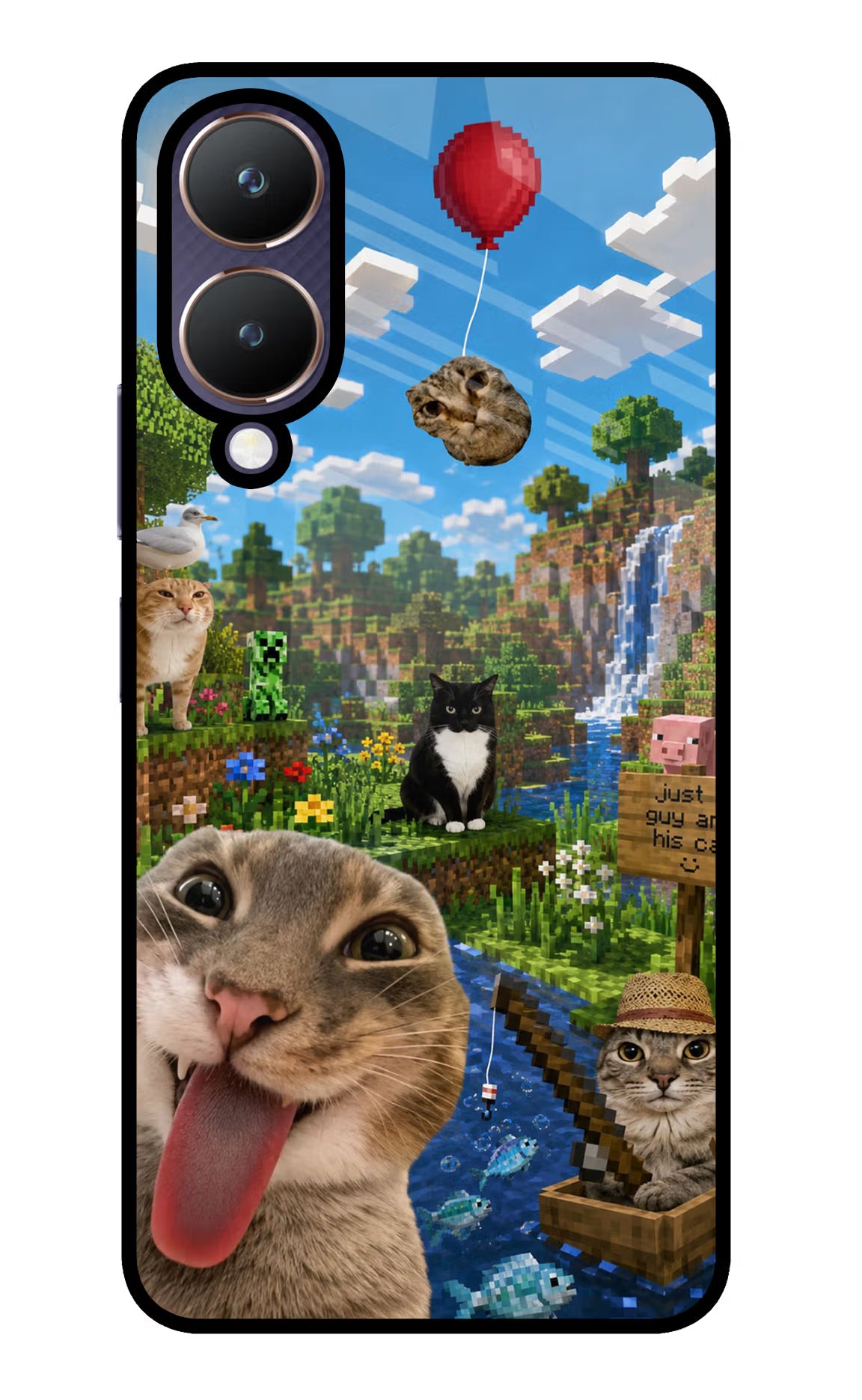 Minecraft Cat Chaos Vivo Y28 5G Glass Case