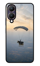 Skydiving Cow Vivo Y28 5G Glass Case
