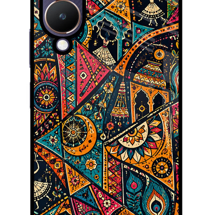 Folk Print Vivo Y28 5G Glass Case