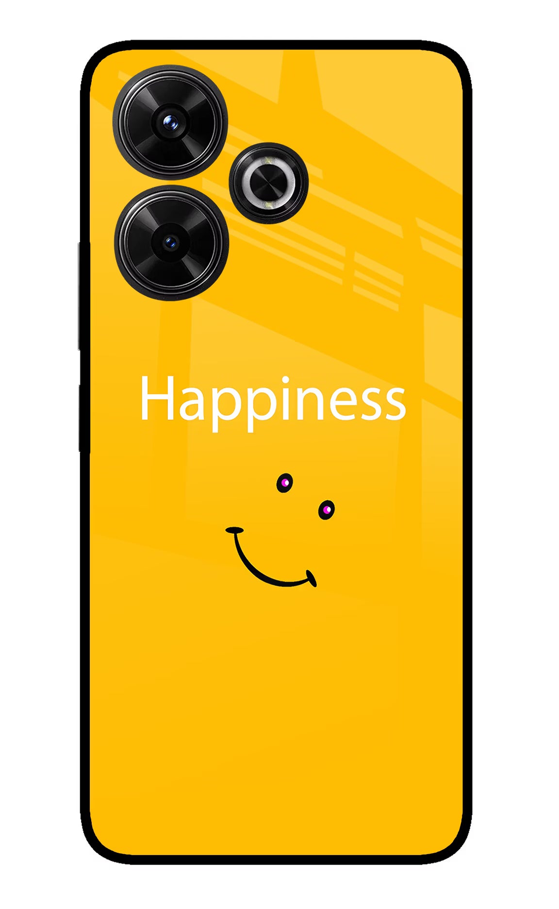 Happiness With Smiley Redmi 13 5G Glass Case Back Cover by Casekaro