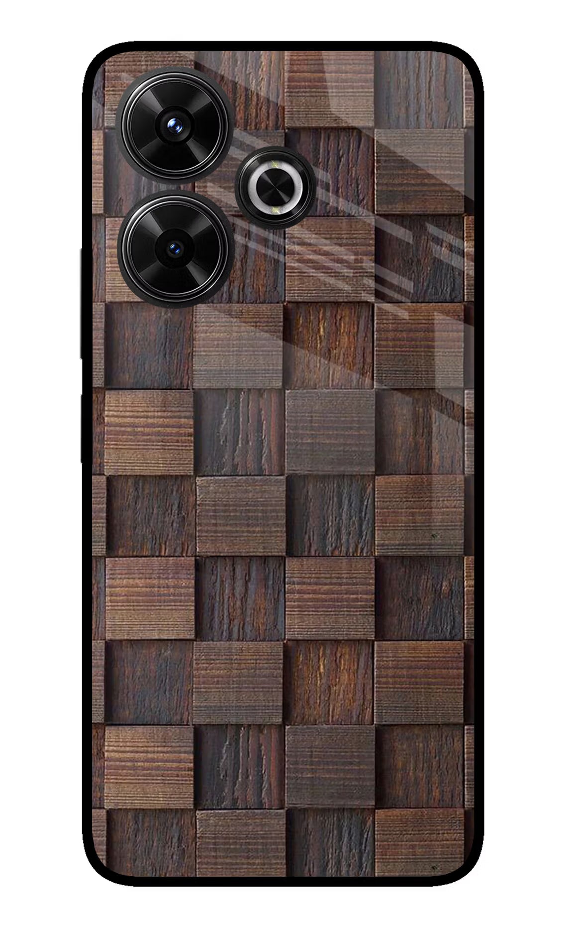 Wooden Cube Design Redmi 13 5G Glass Case Back Cover by Casekaro
