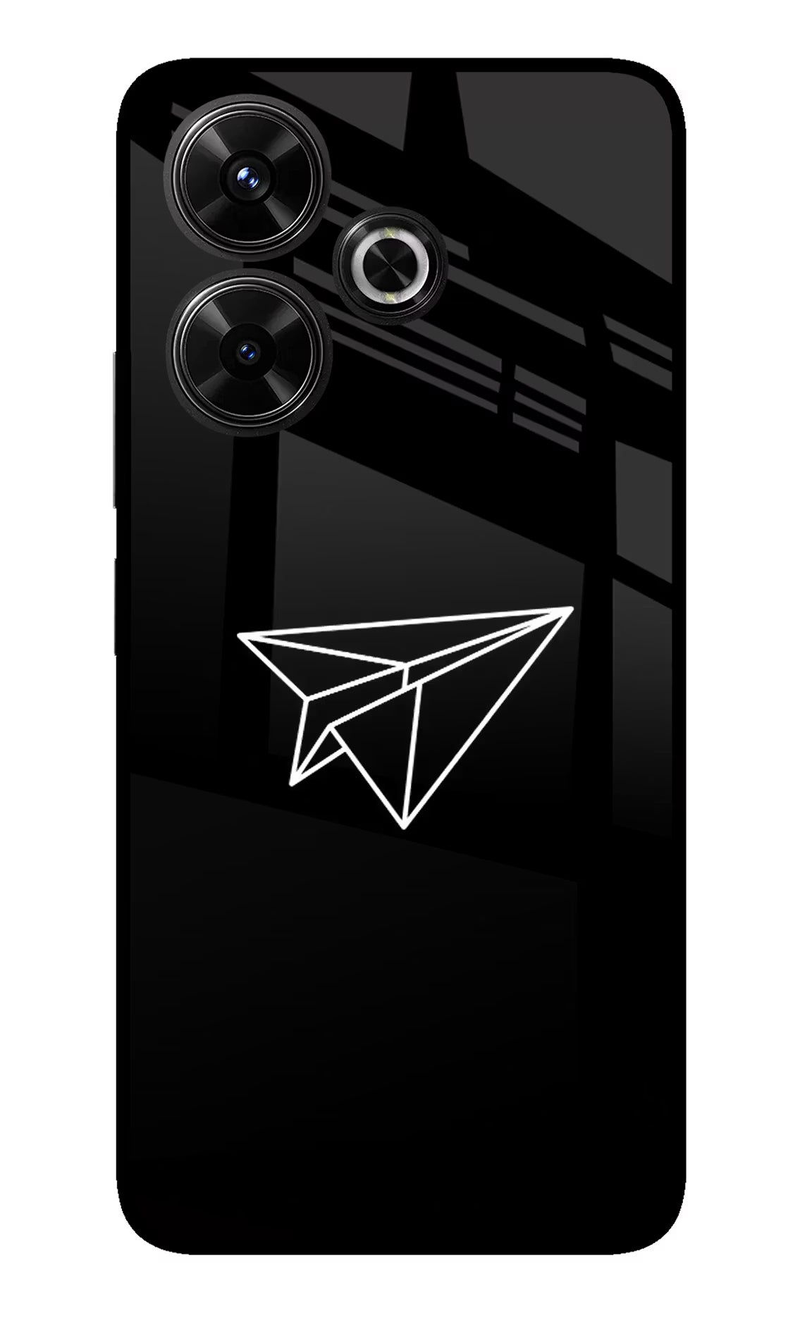 Paper Plane White Redmi 13 5G Glass Case Back Cover by Casekaro