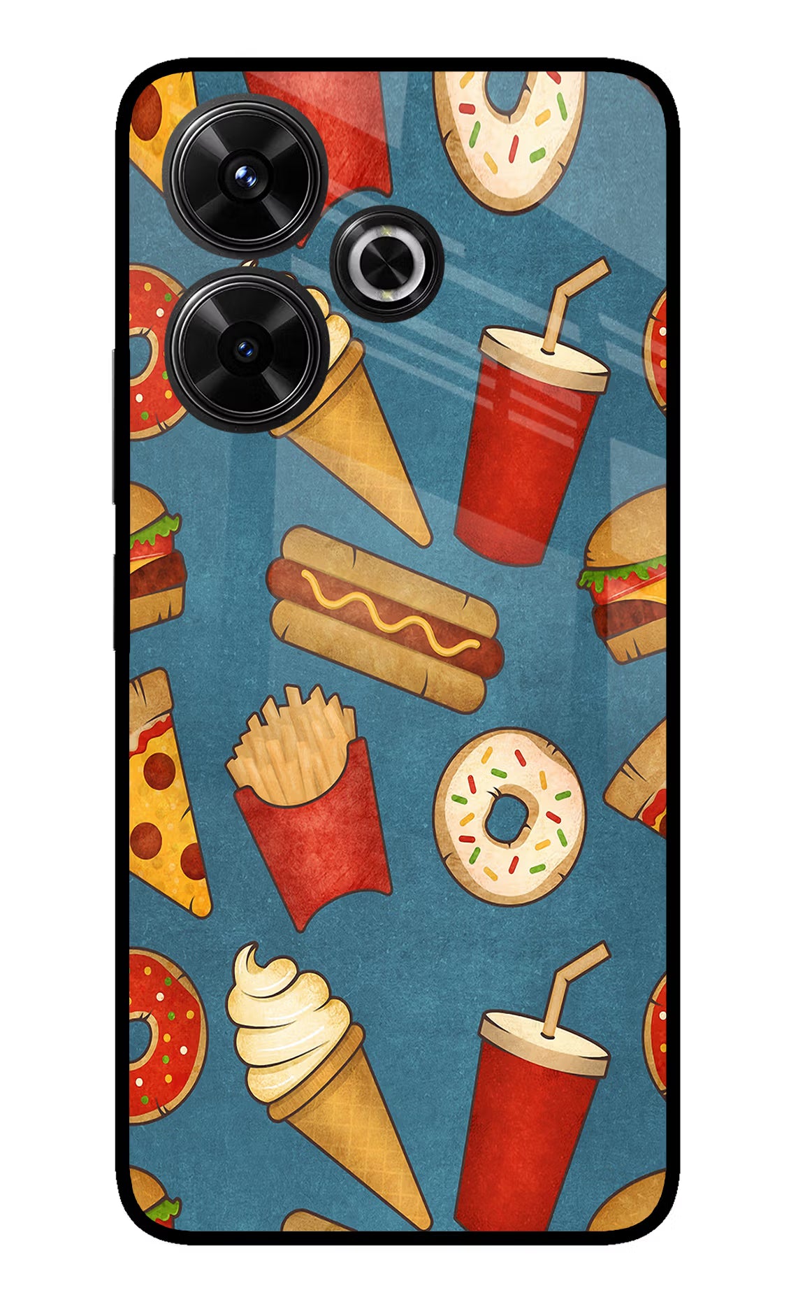 Foodie Redmi 13 5G Glass Case Back Cover by Casekaro