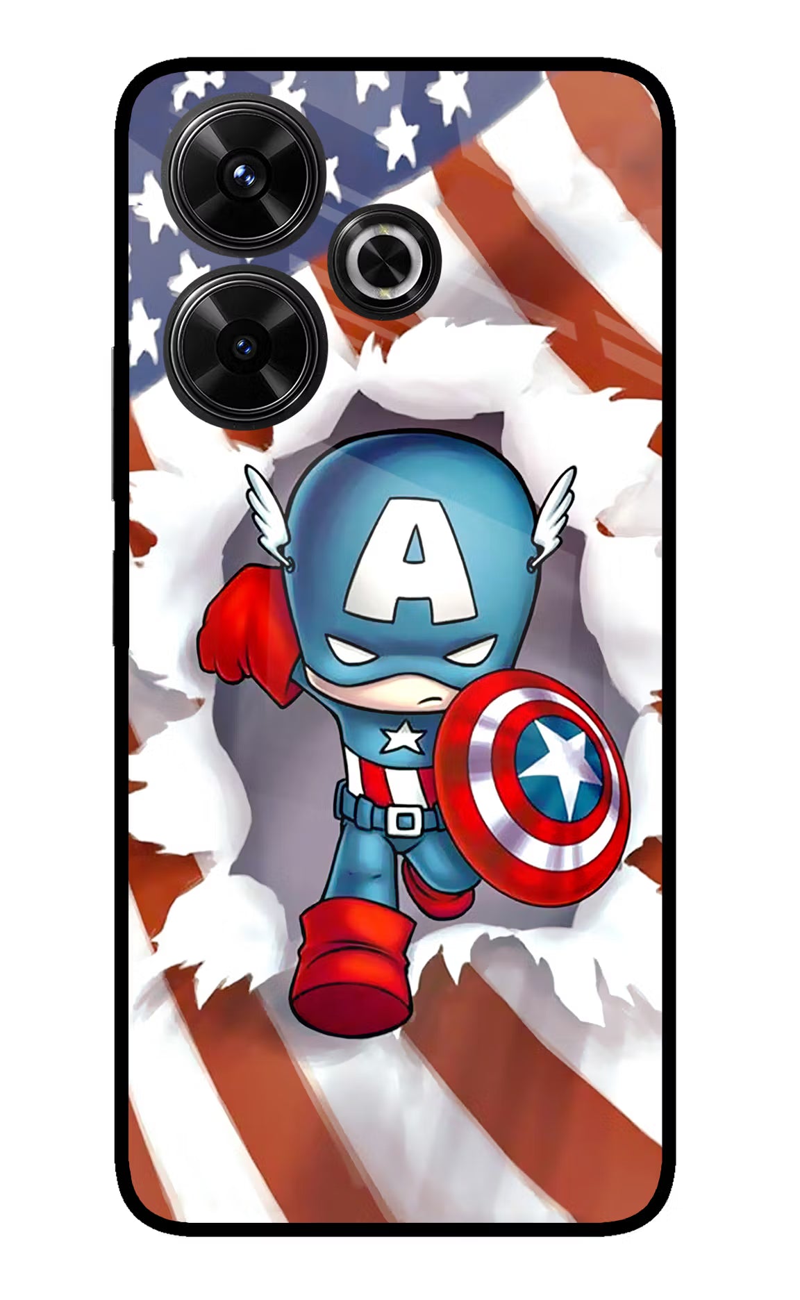Captain America Redmi 13 5G Glass Case Back Cover by Casekaro