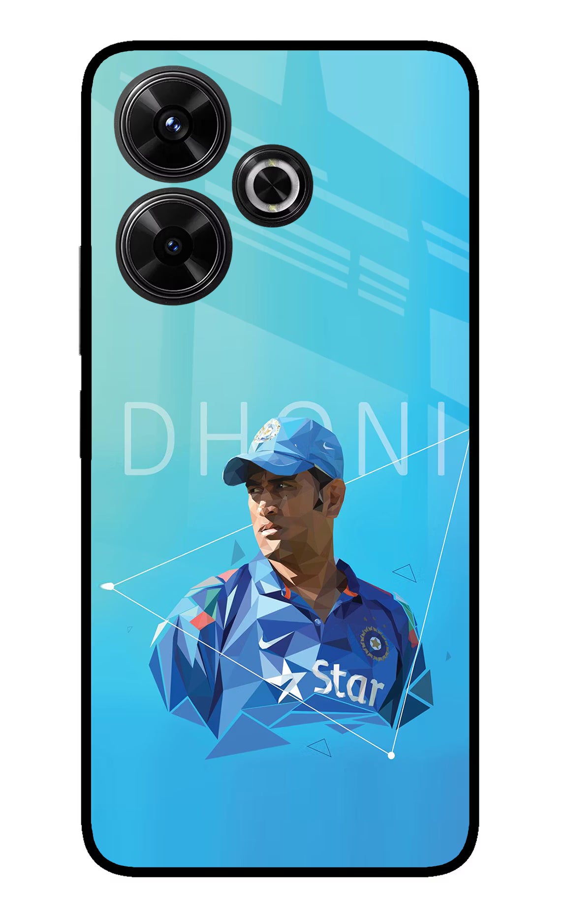 Dhoni Artwork Redmi 13 5G Glass Case Back Cover by Casekaro