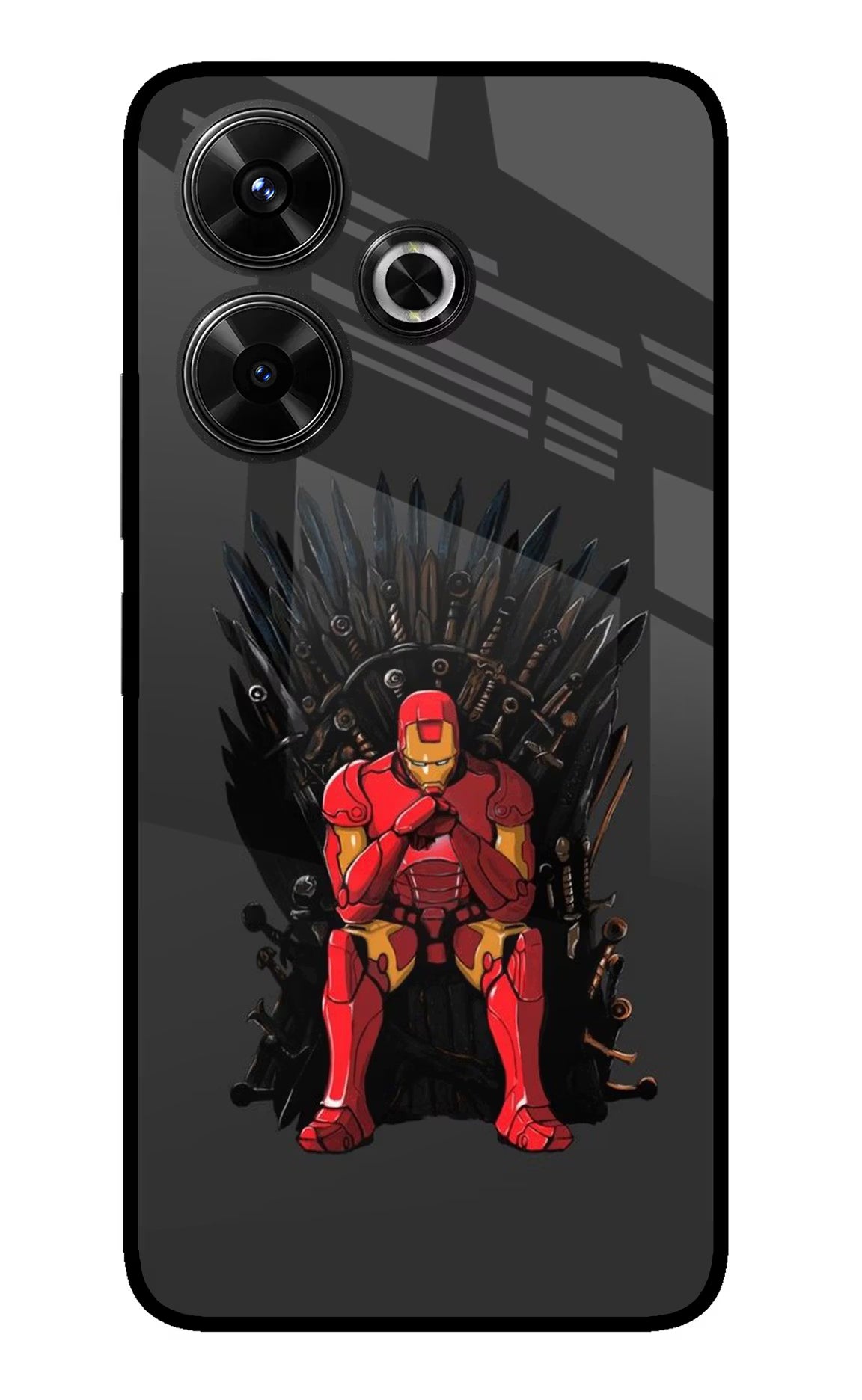 Ironman Throne Redmi 13 5G Glass Case Back Cover by Casekaro