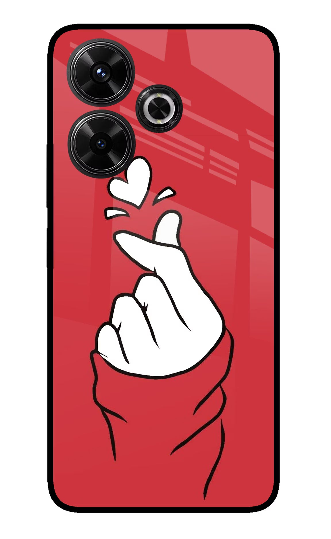 Korean Love Sign Redmi 13 5G Glass Case Back Cover by Casekaro