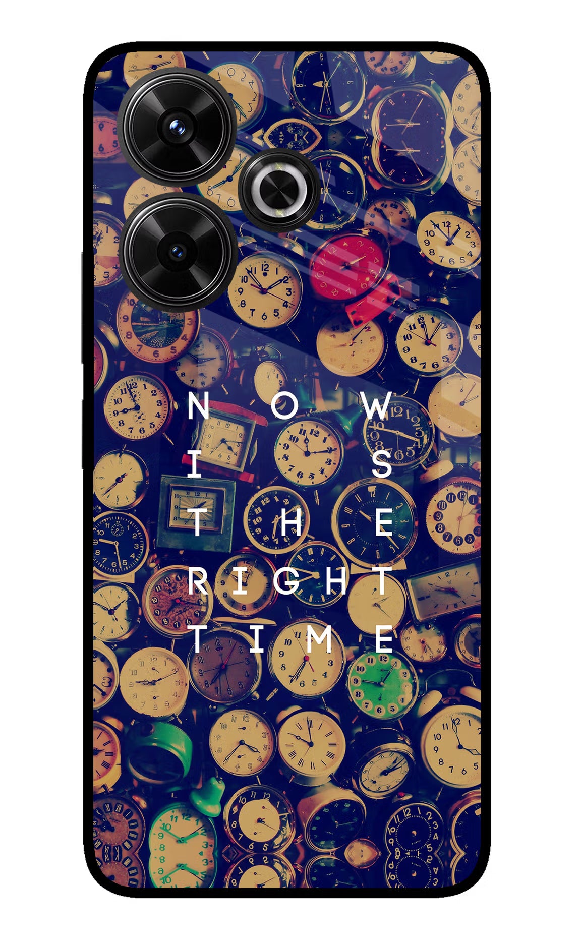 Now is the Right Time Quote Redmi 13 5G Glass Case Back Cover by Casekaro