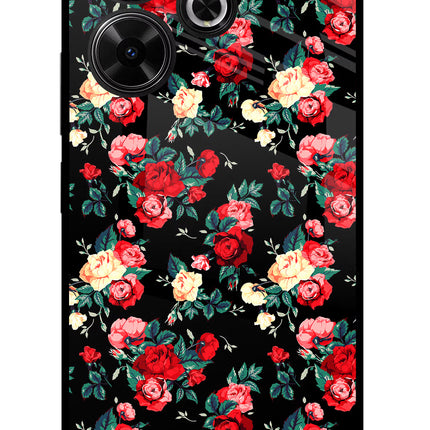 Rose Pattern Redmi 13 5G Glass Case