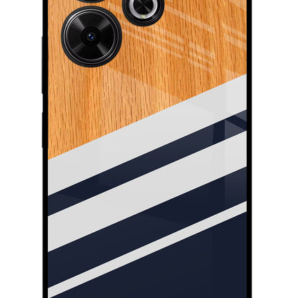 Blue and white wooden Redmi 13 5G Glass Case