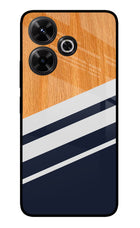 Blue and white wooden Redmi 13 5G Glass Case
