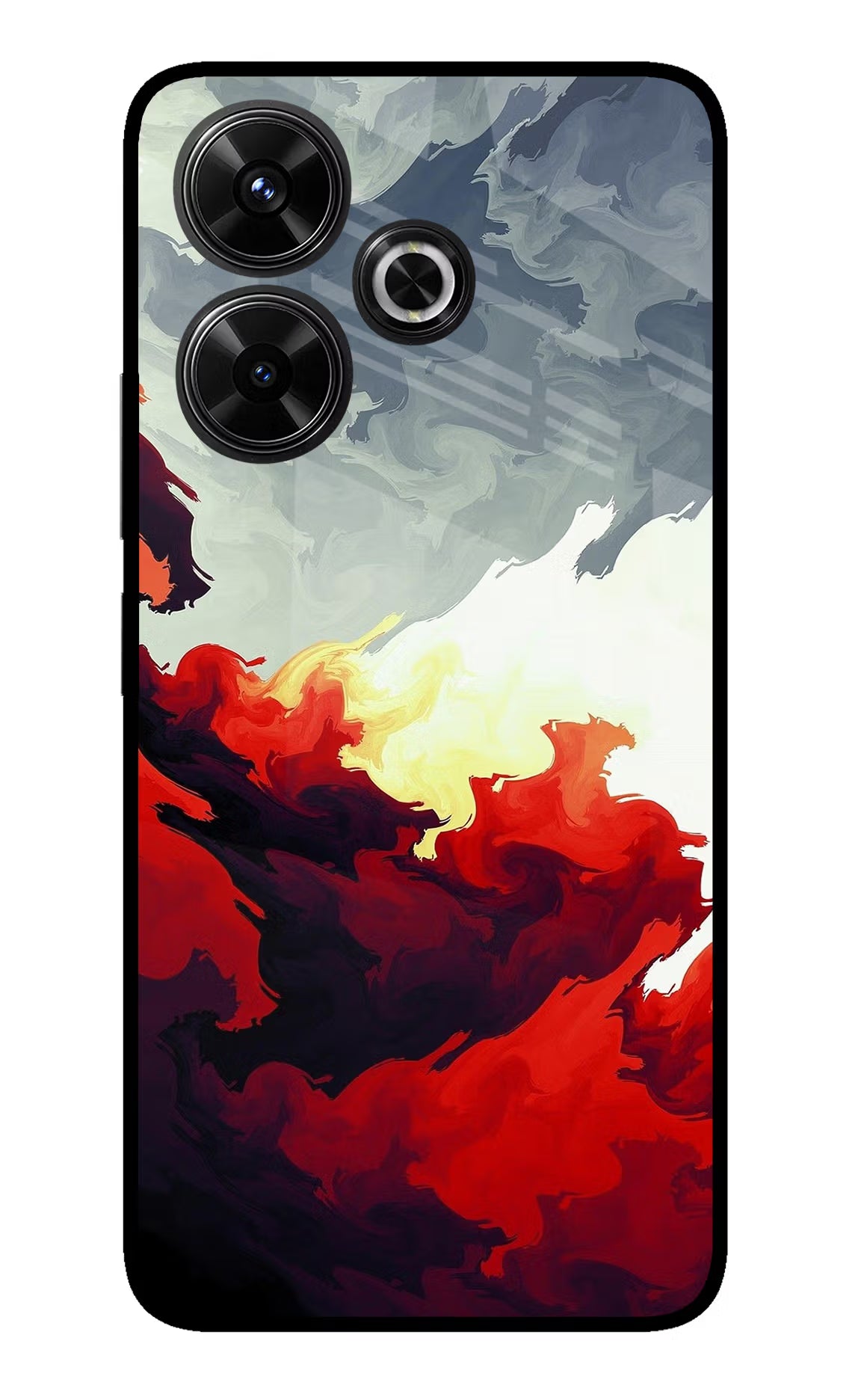 Fire Cloud Redmi 13 5G Glass Case Back Cover by Casekaro