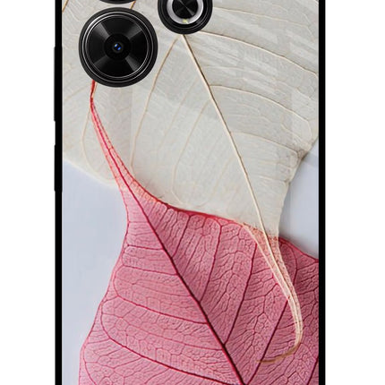 White Pink Leaf Redmi 13 5G Glass Case