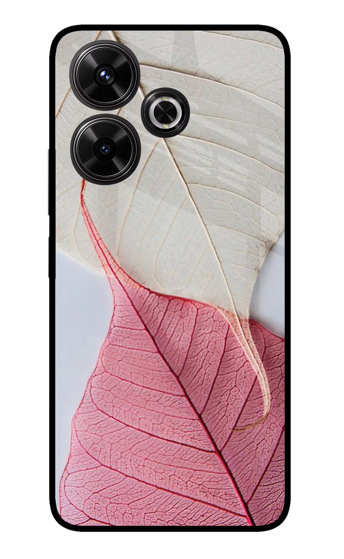 White Pink Leaf Redmi 13 5G Glass Case