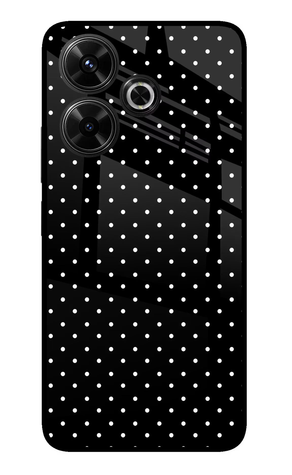 White Dots Redmi 13 5G Glass Case Back Cover by Casekaro