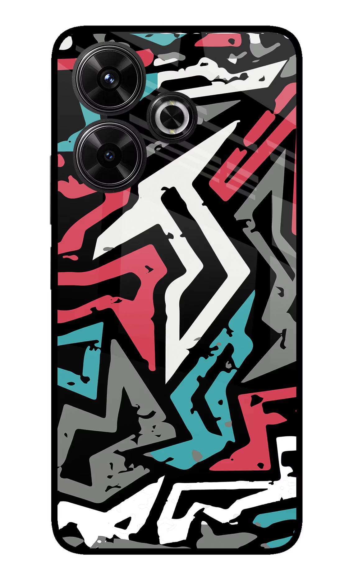 Geometric Graffiti Redmi 13 5G Glass Case Back Cover by Casekaro