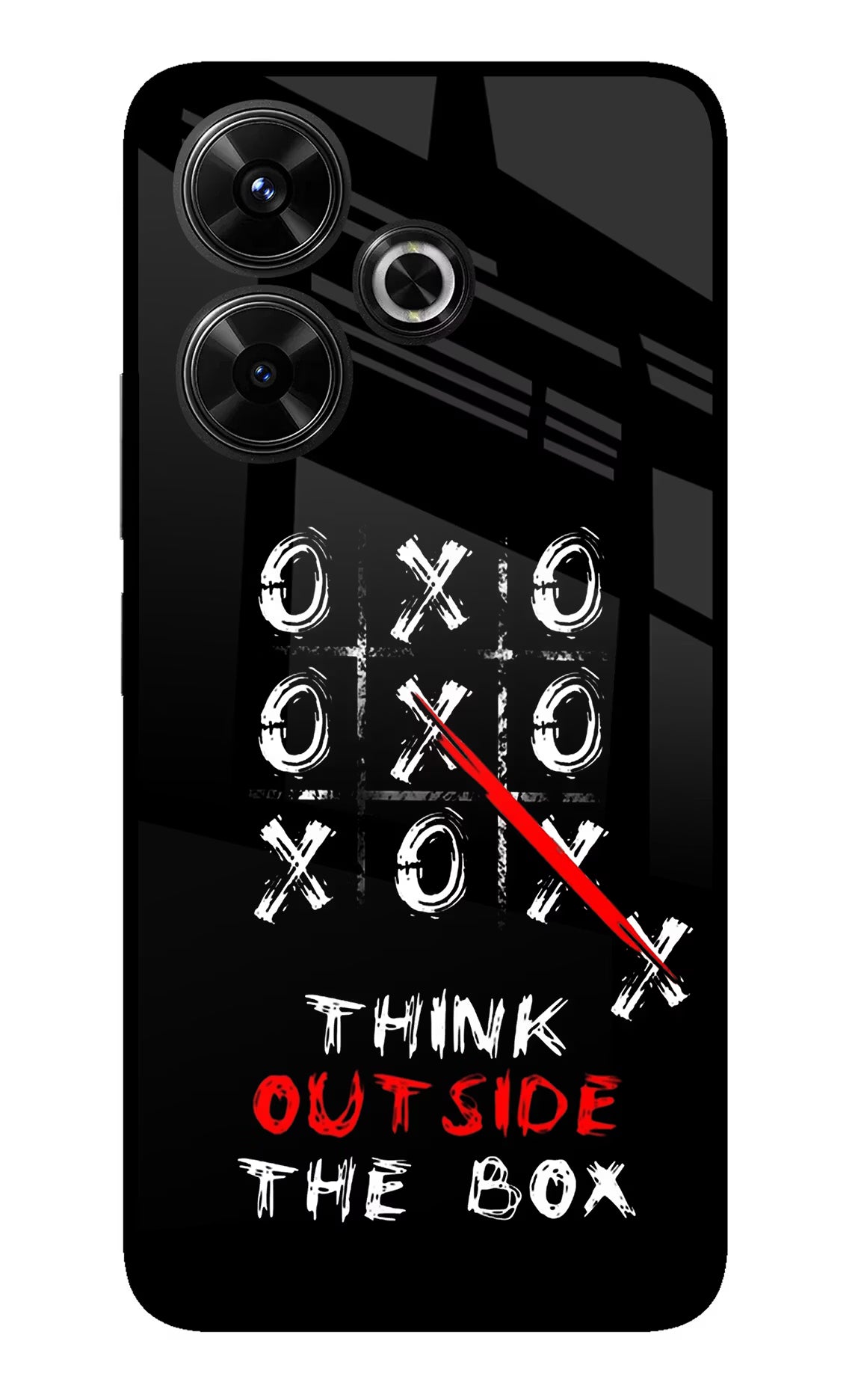 Think out of the BOX Redmi 13 5G Glass Case Back Cover by Casekaro