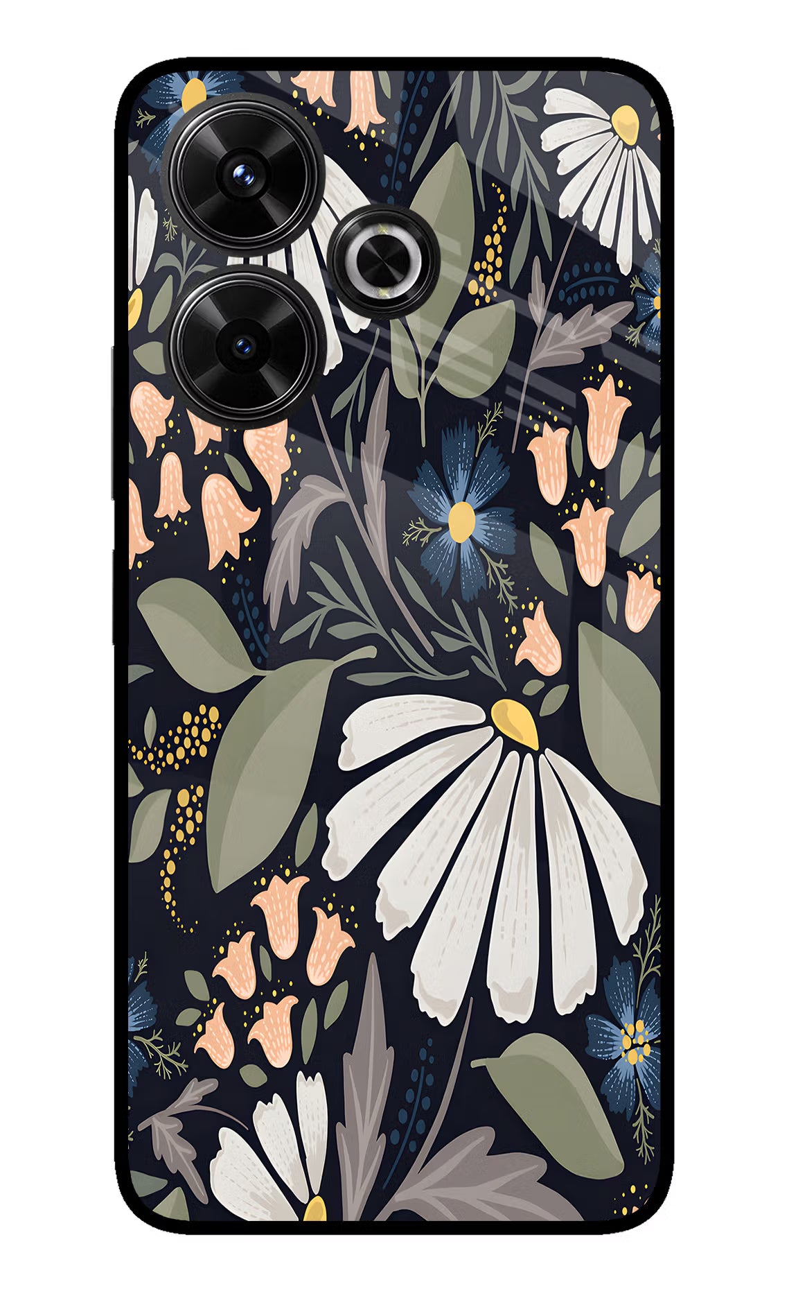 Flowers Art Redmi 13 5G Glass Case Back Cover by Casekaro