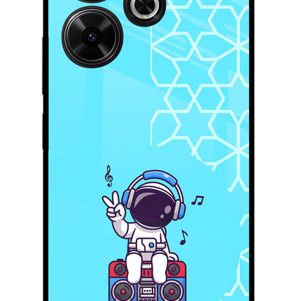Cute Astronaut Chilling Redmi 13 5G Glass Case
