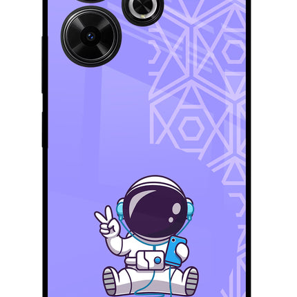 Cute Astronaut Chilling Redmi 13 5G Glass Case