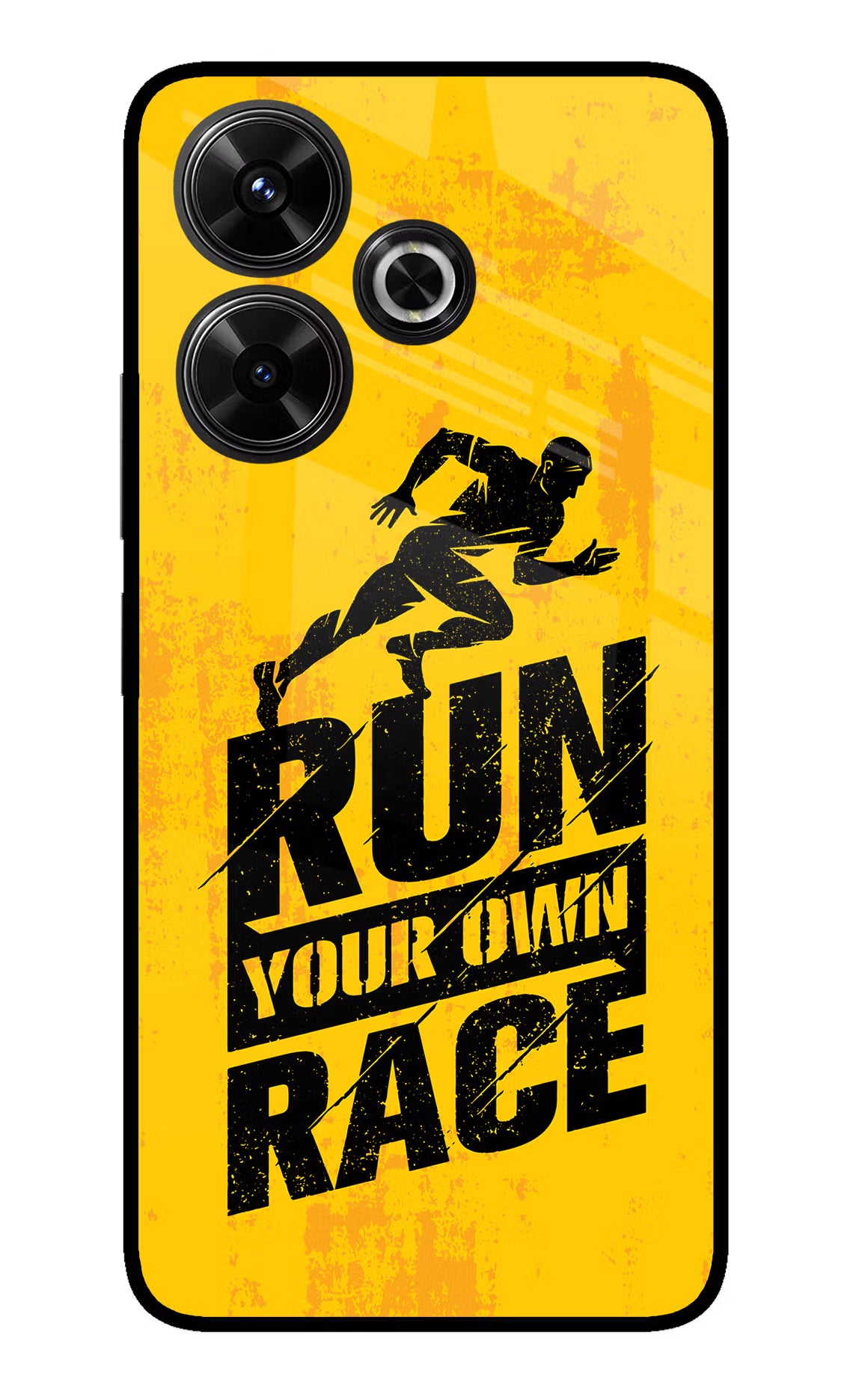 Run Your Own Race Redmi 13 5G Glass Case Back Cover by Casekaro