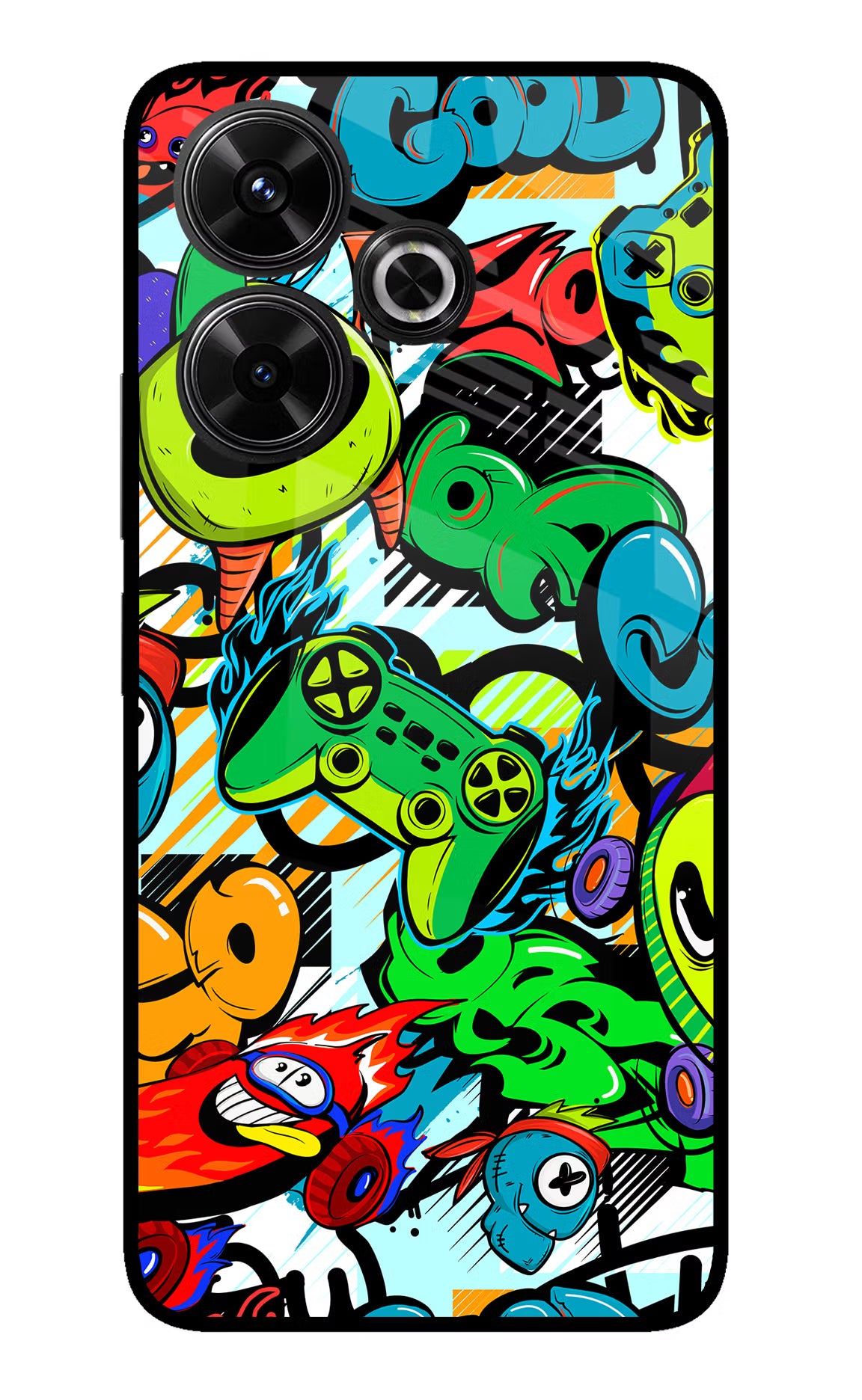 Game Doodle Redmi 13 5G Glass Case Back Cover by Casekaro