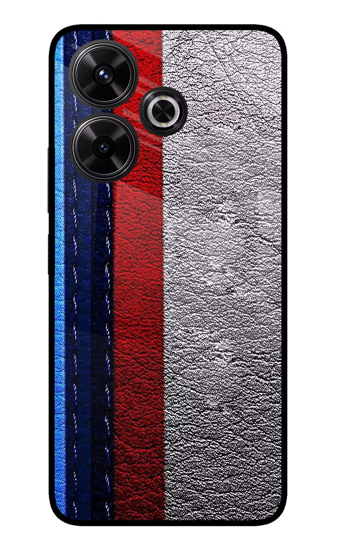 BMW Stripes Redmi 13 5G Glass Case Back Cover by Casekaro