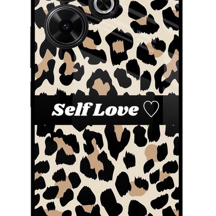 Leopard Print Self Love Redmi 13 5G Glass Case